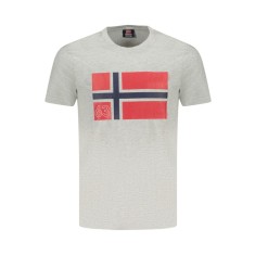 Norway Tricou barbati, cu logo, din bumbac, Regular fit, Gri deschis, M