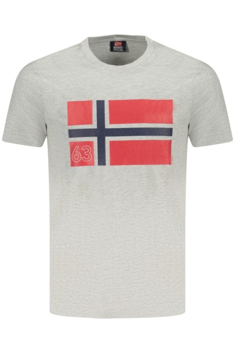 Norway Tricou barbati, cu logo, din bumbac, Regular fit, Gri deschis, L