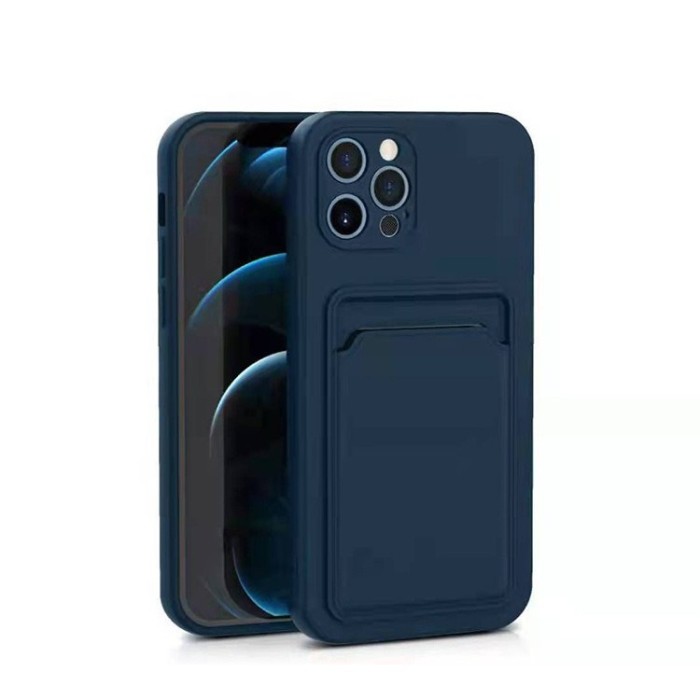 Husa protectie flippy cu suport card compatibila cu apple iphone 12 albastru