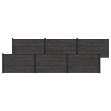 vidaXL Panou de Gardă 6 pcs WPC și Aluminiu Negru 3429452