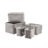 Cumpara ieftin Set 5 cosuri depozitare textil gri 19 x 14 x 16 cm, 32 x 22 x 18 cm, 36 x 26 x 20 cm, 40 x 30 x 22 cm