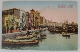 SALONIC , AMBARCATIUNI PE CHEI , CARTE POSTALA ILUSTRATA , PERIOADA INTERBELICA