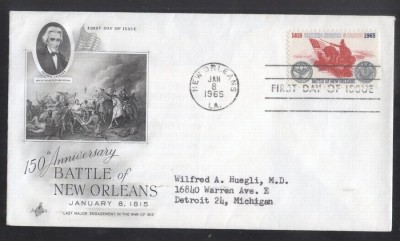 United States 1965 New Orleans battle FDC K.622 foto