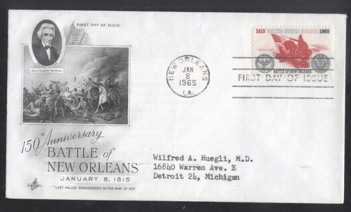 United States 1965 New Orleans battle FDC K.622