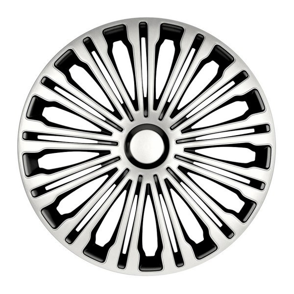 Set capace roti pe 16, Volante, negru si argintiu