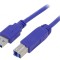 Cablu USB 3.0 A-B 1,8m Albastru Aurit