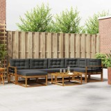 vidaXL Set de canapele de exterior cu pernă 7 pcs Natural și Antracit 3367870
