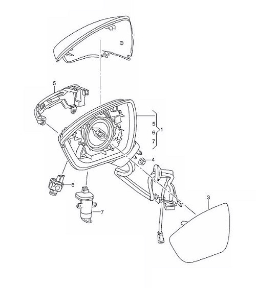 Oglinda usa exterioara Seat Ateca, 07.2016-, partea Stanga, reglare electrica; grunduit; incalzit; sticla convexa; geam cromat; rabatabil; 16 gauri /