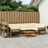 vidaXL Set de canapele de exterior cu pernă 7 pcs Natural și Crem 3381278