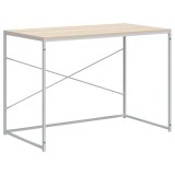 Cumpara ieftin Birou de computer, alb si stejar, 110x60x70 cm, lemn prelucrat