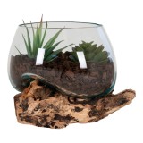 San Marino v&iacute;zcsepp asztali dekor&aacute;ci&oacute;, teak fa/&uuml;veg, 15 cm
