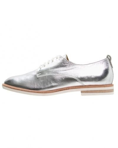CH2544-6 Pantofi smart metalizati cu sireturi si toc lat
