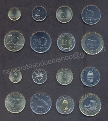 UNGARIA SET COMPLET DE MONEDE 1+2+5+10+20+50+100+200 Forint 2007-2019 UNC foto