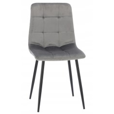 Scaun living tapitat cu catifea, spatar matlasat, 44x54x89 cm, gri Household NewTrend
