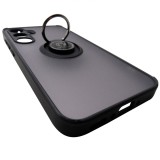 Husa spate cu inel si stand, plastic fumuriu transparent si TPU negru pentru Samsung Galaxy A35 5G