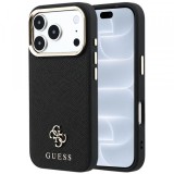 Husa MagSafe pentru Apple iPhone 18 Pro / 17 Pro, Guess, Saffiano Small 4G Classic, Neagra