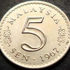 Moneda 5 SEN - MALAEZIA, anul 1967 * cod 5116 A = UNC