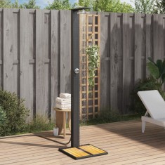 vidaXL Duș de exterior, negru, 50x55x224 cm, poliratan și lemn acacia 368206