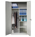 Vestiar Fiset metalic Premium 4 polite si spatiu haine cu bara, 900x400x1800 mm (LxlxH), 60 kg/polita, Asamblat, PLUS