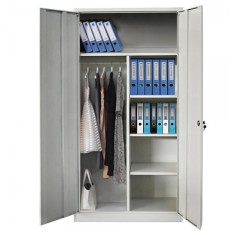 Vestiar Fiset metalic Premium 4 polite si spatiu haine cu bara, 900x400x1800 mm (LxlxH), 60 kg/polita, Asamblat, PLUS