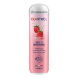 Gel pentru masaj și lubrifiant CONTROL Wild Berries, capac cu bile de masaj, aromă de fructe de pădure, 200 ml