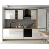 Bucatarie Chelsea 3m, 300x60x215 cm, Stejar K003 Alb