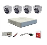 Sistem supraveghere video interior Hikvision 4 camere Turbo HD 5MP 20 m IR cu toate accesoriile incluse, CADOU HDD 1TB SafetyGuard Surveillance