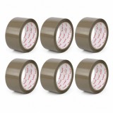 Set 6 Role Banda Adeziva Solvent Vibac pentru Ambalare Cutii si Sigilare Colete, Rezistenta, Aderenta Ridicata, 48 mm x 60 m, Maro