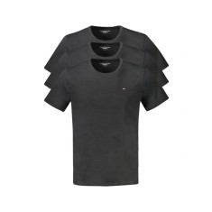 Tommy Hilfiger, Set 3 tricouri barbati, cu mini logo, Regular fit, Negru, S