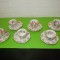 Portelan ZEH SCHERZER , superb set / serviciu de 6 CESTI cu FARFURIOARE pentru espresso , decorate in teme florale