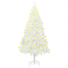 Brad de Crăciun artificial cu LED-uri&ramuri groase alb 210 cm