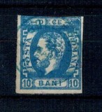 1871 - Carol I cu barba, 10bani albastru, stampilat