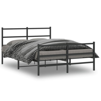 vidaXL Cadru pat metalic cu tăblie de cap/picioare&amp;nbsp;, negru, 135x190 cm foto