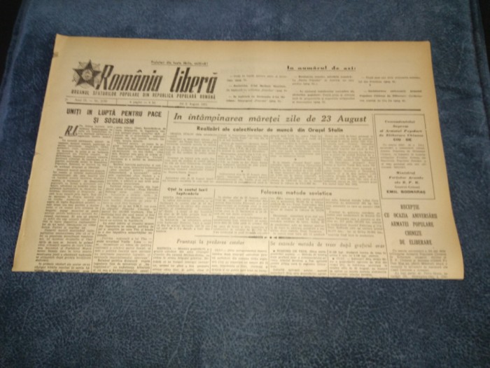 ZIARUL ROMANIA LIBERA 2 AUGUST 1951