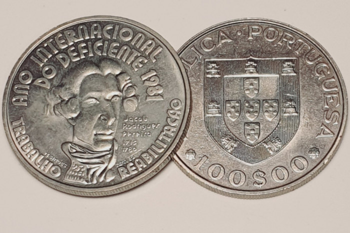 3346 Portugalia 100 Escudos 1984 Year of Disabled People 1981 km 625
