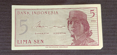 Indonezia - 5 Sen (1964) s945 foto