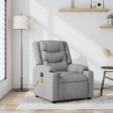 vidaXL Fotoliu reclinabil cu masaj, gri deschis, material textil