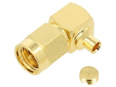 Mufă SMA tată unghi 90&deg; 50&Omega; PTFE aurit