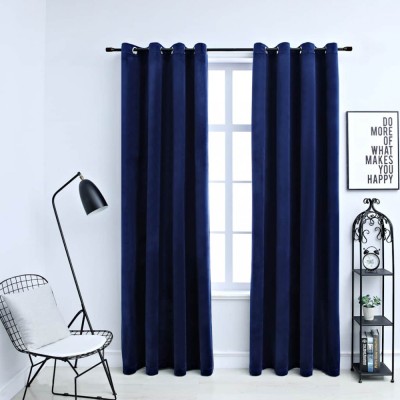 vidaXL Draperii opace &amp;amp; inele 2 buc. albastru &amp;icirc;nchis 140x175cm catifea foto