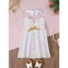 Rochita alba eleganta pentru fetite si bentita asortata (Marime Disponibila: