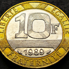 Moneda bimetal 10 FRANCI - FRANTA, anul 1989 * cod 256 A