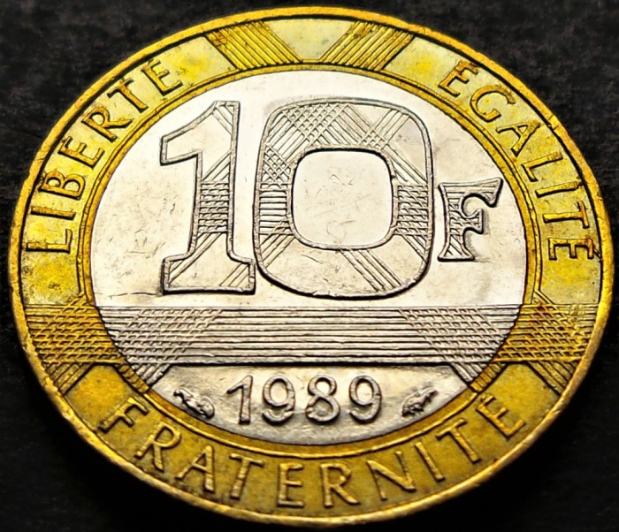 Moneda bimetal 10 FRANCI - FRANTA, anul 1989 * cod 256 A