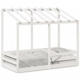 VidaXL Acoperiș pat de copii, alb, 80x160 cm, lemn masiv de pin