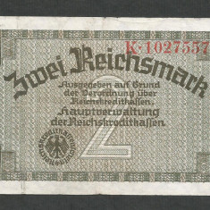 GERMANIA NAZISTA 2 MARCI REICHSMARK 1940 [23] P- 137a ,7 cifre , Litera K , VF