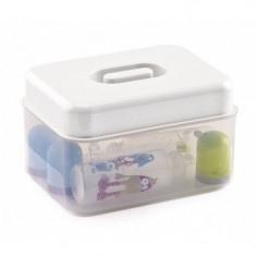 Sterilizator microunde Thermobaby, 24 x 19 x 15 cm, 4 biberoane, gratar plastic inclus, Alb foto