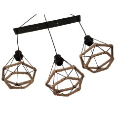 Pendul vintage negru mat decorat cu iuta, 3*E27