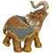 Elefant cu trompa in sus, statueta pentru bogăție, modele auriu și maro 13 cm
