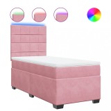 Cumpara ieftin Pat box spring cu saltea, roz, 100x200 cm, catifea