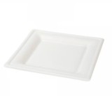 Set farfurii patrate albe, biodegradabile, 20x20 cm, 50 buc