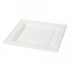 Set farfurii patrate albe, biodegradabile, 20x20 cm, 50 buc